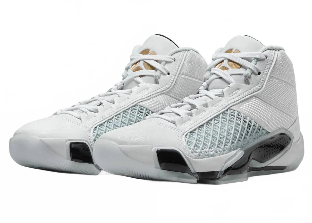 NEW JORDAN men's air jordan 38 fiba sneaker in white/metallic gold
